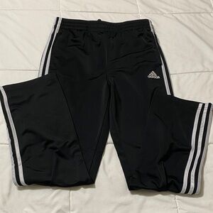 Adidas Kids Black Joggers with White Stripes